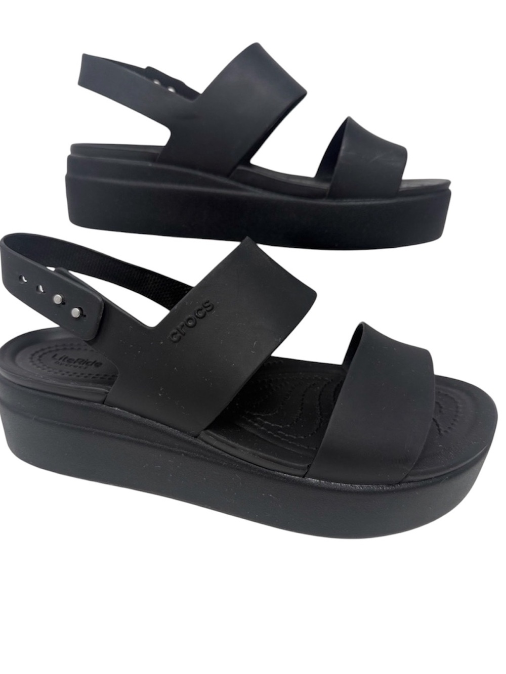 CROCS Women's Brooklyn Black Platform Slingback Sandals size 9
